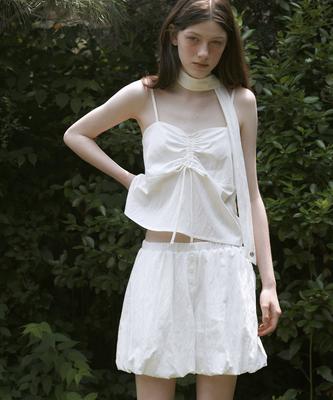 Mosyupamosyu Wrinkle Shirring Sleeveless [White]