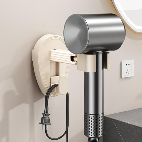 Hair Dryer Holder with Suction Cup Strong Load-bearing Easy To Install Punch-Free Wall Mount 360-Degree Rotating Hair Dryer Rack