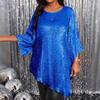 2025 Plus Size Loose Fit Crew Neck Nine-Sleeve Irregular Top for Women