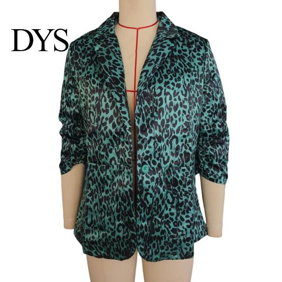 Lapel Suit Jacket Women Coat Long Sleeve Single Button Professional Color-Blocked Leopard Print Slim Fit Business Casual Outwear Comfortable