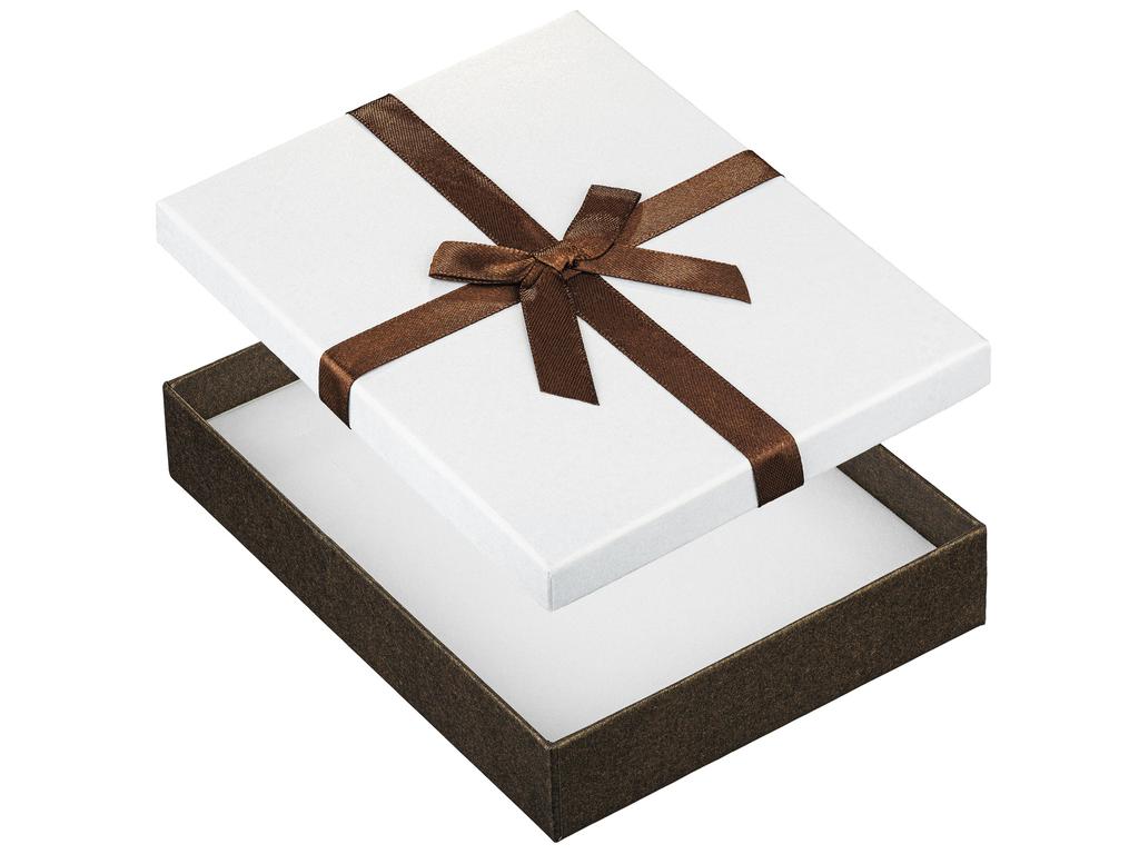 Decorative Jewelry Box with Bow Brown White Gift Packaging