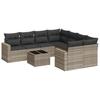 9 Piece Garden Sofa Set with Cushions Light Grey Poly Rattan