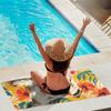 Oversized Quick-Dry Pool & Bath Towel with Pug Print Knit Fabric Machine Washable Animal Theme Towel for Adults Extra Soft