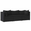 VidaXL Garden Lounge Set 3 Pcs with Cushions Black Wicker, Outdoor Lounge Set, Furniture Set 319782