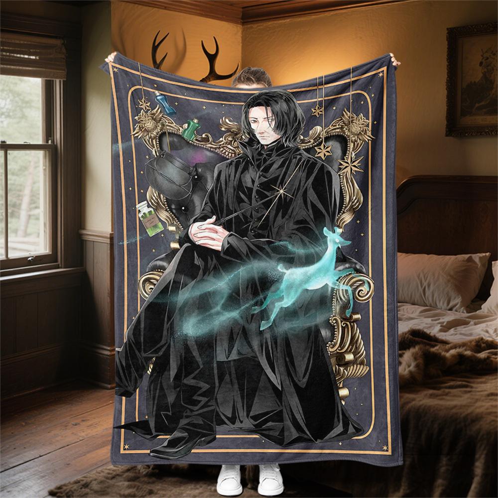 1pc Slytherin Patronus Wand Outdoor Flannel Throw Blanket All Season Soft Warmth,Home Decor 1031255