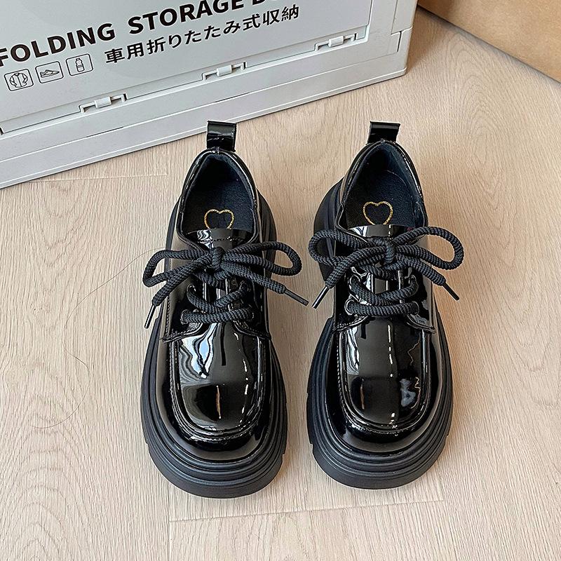 Fan Jieya Korean Single Shoes Women's 2025 Spring New Retro British Style Versatile Thick Heel Sweet Cool Black Small Leather Shoes