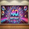 Sfondo 2D Glow per il 40° Compleanno, Banner Decorazione Festa a Tema Viola Neon