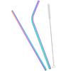2pcs Stainless Steel Straight Bend Straw Set Fruit Juice Milkshake Cocktail Straw Pearl Milk Tea Drinking Straw Bar Accessories
