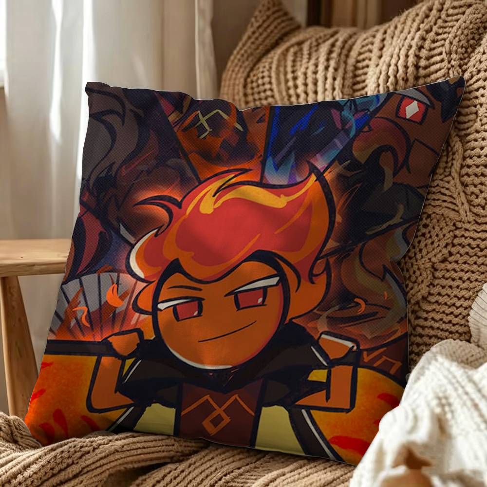 Fire S-Spirit Cookie Run Square Double-Sided Printed Pillow Case Sofa Cushion Cover Bedroom Bedside Decor