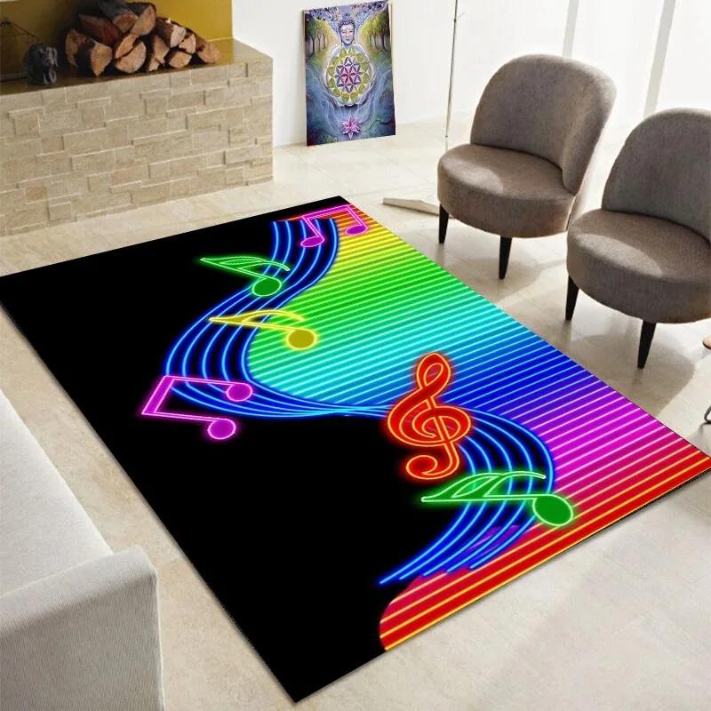 Piano Note Music Theme Series Carpet Home Decoration Bedroom Living Room Large Area Carpet Room Bedside Non-slip Floor Mat