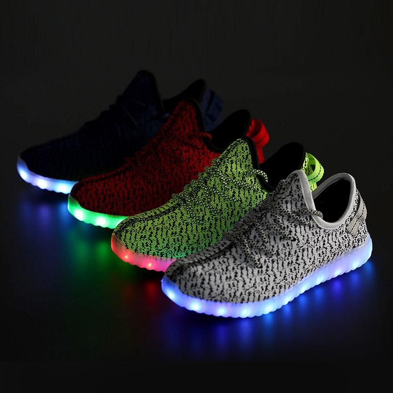 Women Unisex Men Breathable Sneakers Soft Strappy Athletic Led Light Shoes