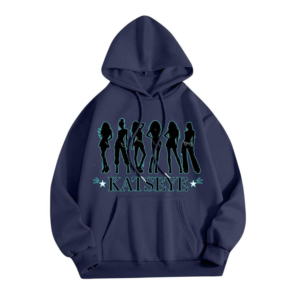 Unisex Lightweight Long-Sleeve Printed Hooded Pullover Sweatshirt