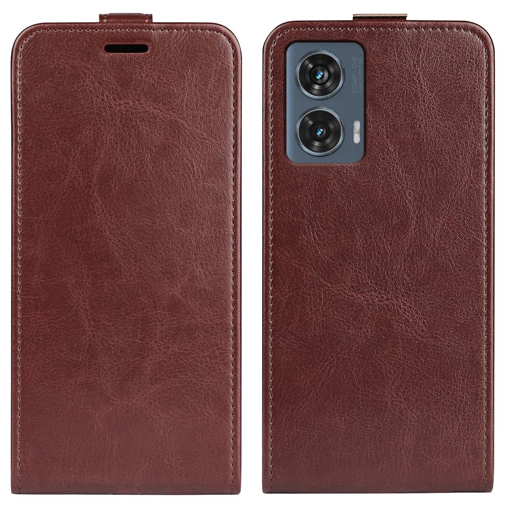 

Чехол для Motorola Edge 50 Fusion 5G с вертикальным откидным карманом и отделениями для карт из кожи Brown