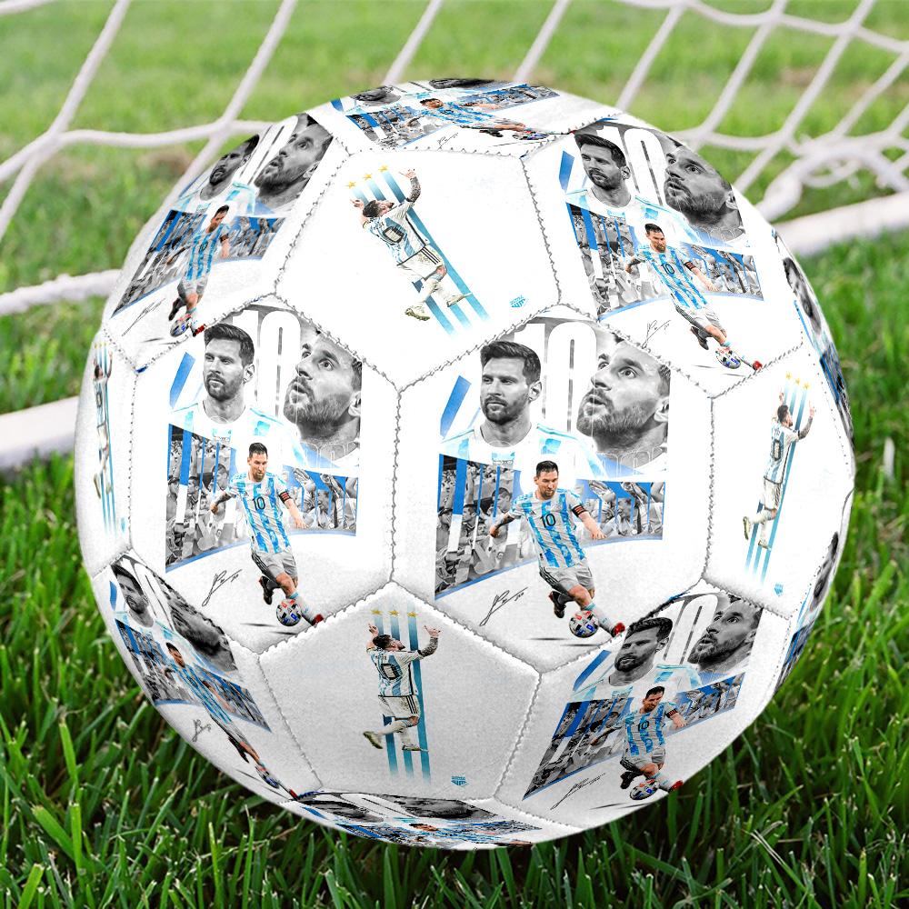 Messi Und Sein Signatur-Fußball Größe 5 Maschinengenäht Indoor/Outdoor Universeller Fußball Überraschungs-Kollektion Geschenk