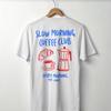 Slow Morning Coffee Club Unisex T-Shirt Vintage Unisex Atmungsaktiv Grafik Stilvoll Leichtes Herren Oberteil Für Den Alltag