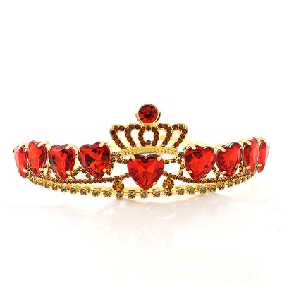 New Korean Style Children's Red Peach Heart Luxury Crown Stage Catwalk Headband Love Princess Crown