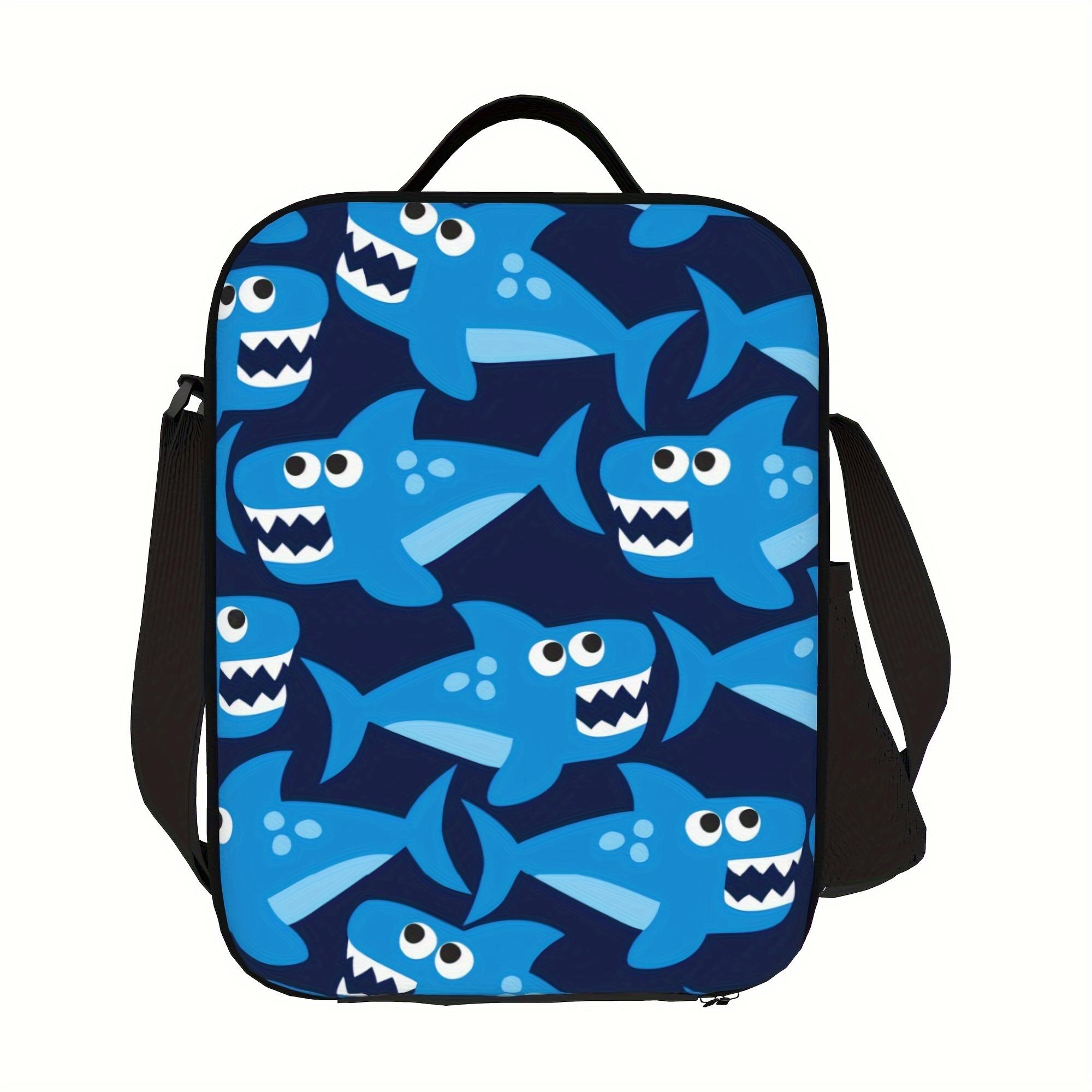 

Изолированная сумка для ланча с узором «Синяя акула» - Многоразовая, портативная для школы, офиса, пикника | Идеальный подарок для учителей, 26.5x20x11.5CM