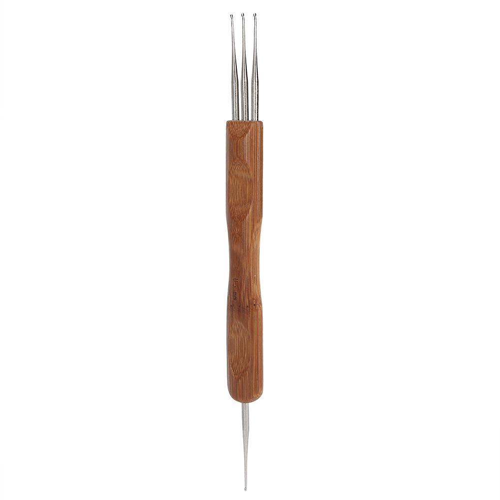 Dreadlock Crochet Hook Set Bamboo Handle DIY Braid Hair Weaving Wig Making Tool0.5 Single Head Plus Three Head