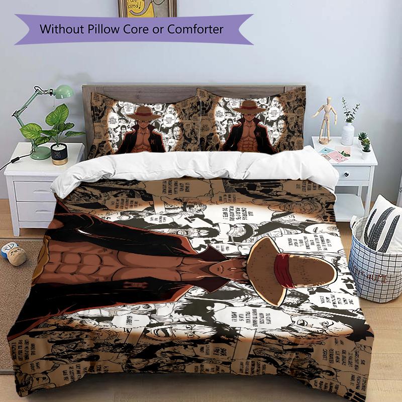 One Piece Adventure Printed 3pcs Bedding Set Soft Microfiber 1 Duvet Cover And 2 Pillowcases Home Bedroom Decor Xmas Gift Ek176