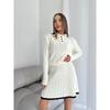 New Casual Skirt Suit With Long-Sleeve Knitted Buttoned Sweater + Short Skirt Two-Piece Set For Women