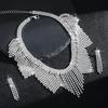 Luxurious Rhinestone Tassel Necklace and Earrings Set for Brides