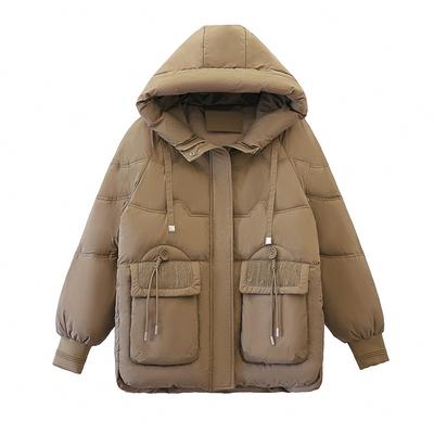 Damen Baumwollkleidung, Jacken, Herbst und Winter Große Größen Baumwollgepolsterte Kleidung, Große Taschen, Modisch und Vielseitig