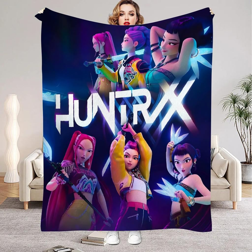 2026 KPOP Demon Hunters Flannel Blankets Living Room Bedroom Sofa Blankets Birthday Gifts For Girls Bedroom Soft Throw Blanket