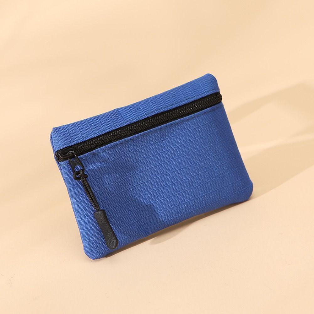 

Fashion Zipper Type Coin Purse Women Solid Color Waterproof Small Item Card Storage Bag Travel Portable синій
