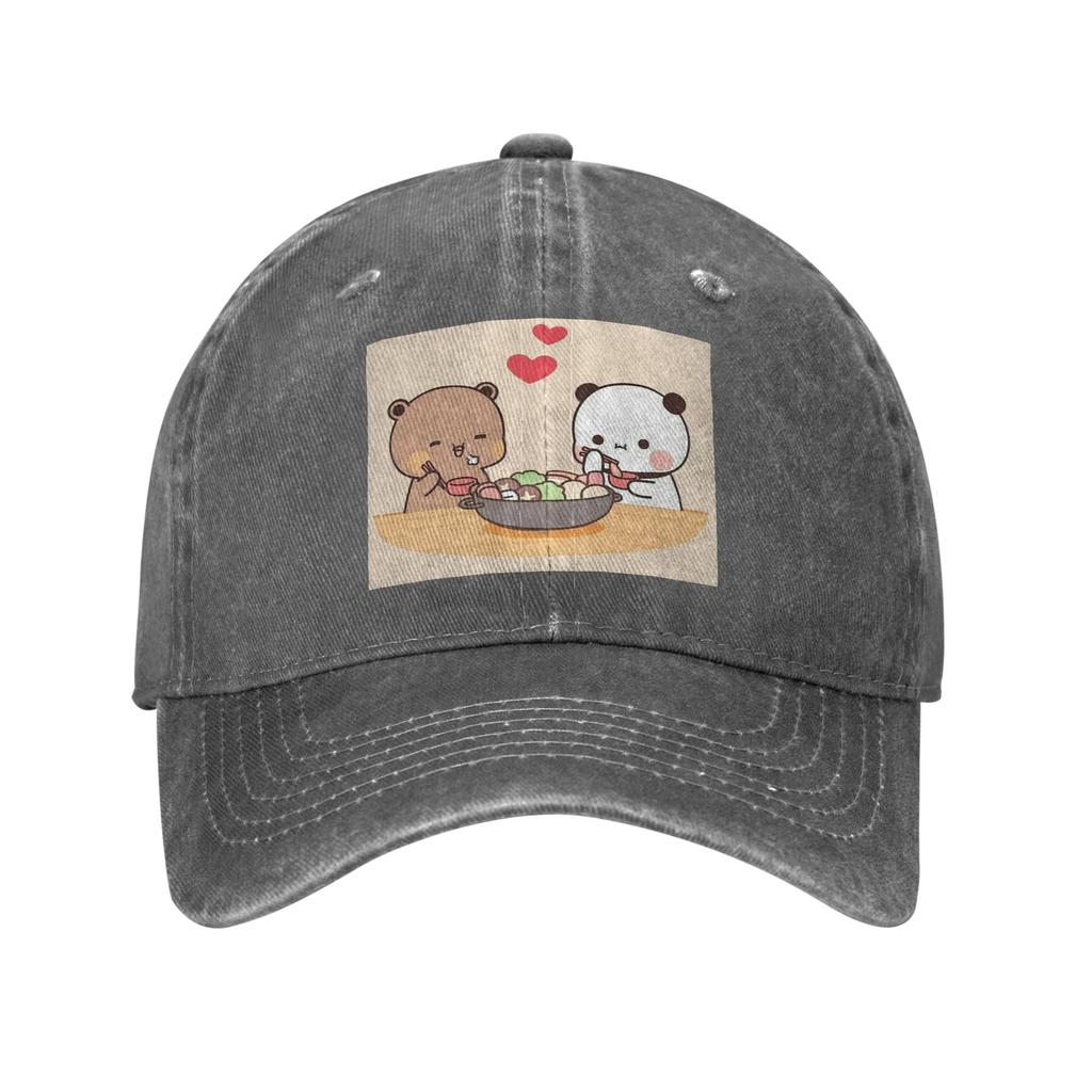 Bubu Dudu Pandabjörnar Tecknad Denimkeps Casual Basebollkepsar Justerbar Hatt Sommar Unisex Basebollkepsar