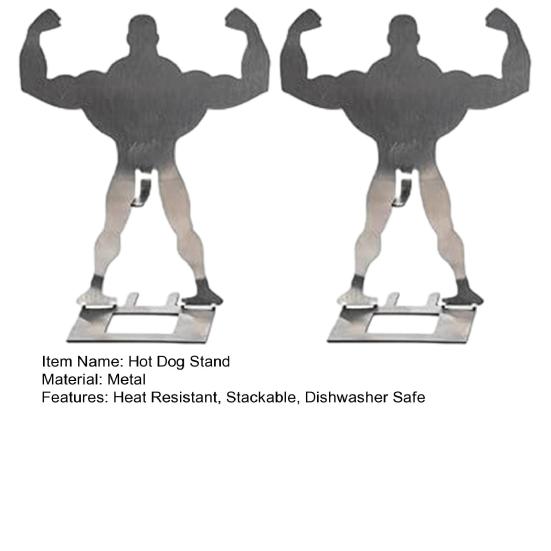 Yousheng Hot Dog Stand Tragbarer Edelstahl Muskelmann Hot Dog Halter zum Grillen von Würstchen Mais BBQ Zubehör Spülmaschinenfest Wiederverwendbar Geschenke
