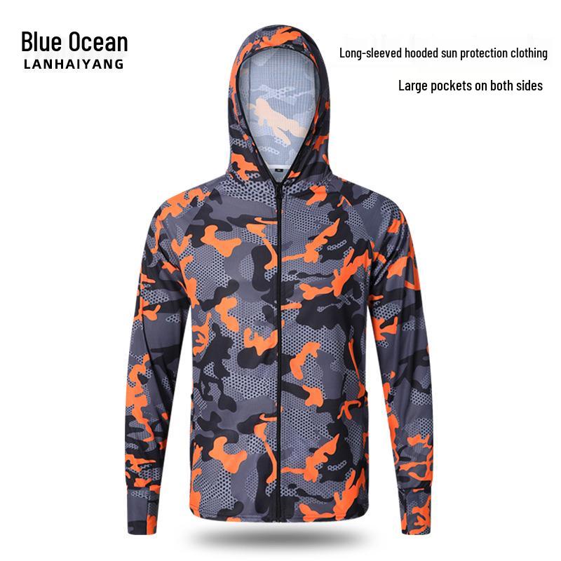 

European-Size Outdoor Camo Sun Protection Fishing Shirt - Breathable, Quick-Drying, Long-Sleeve Sportswear XL (180-200 Jin)