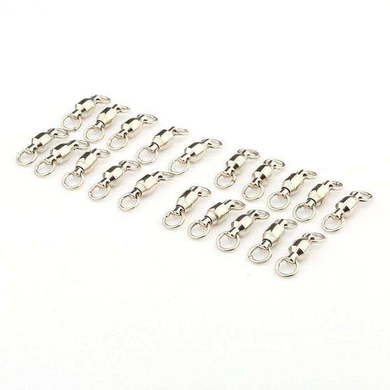 50pcs Ball Bearing Swivels Double Round Split Rings Connectors Fishing Tackle