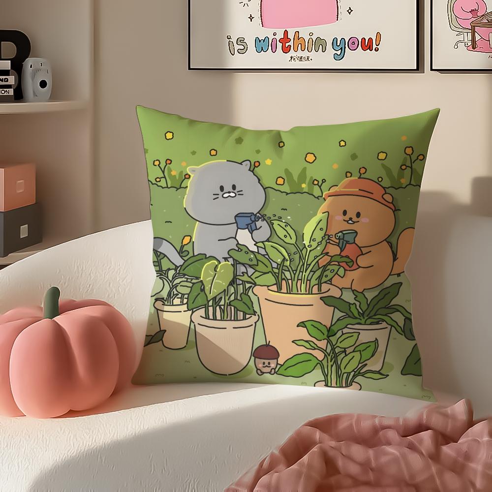 Teddy Fluffy Cute Adorable Art Cartoon Cute Bear Cushion Cover Pillowcase Short Plush Invisible Zipper Room Sofa Cushion Cover