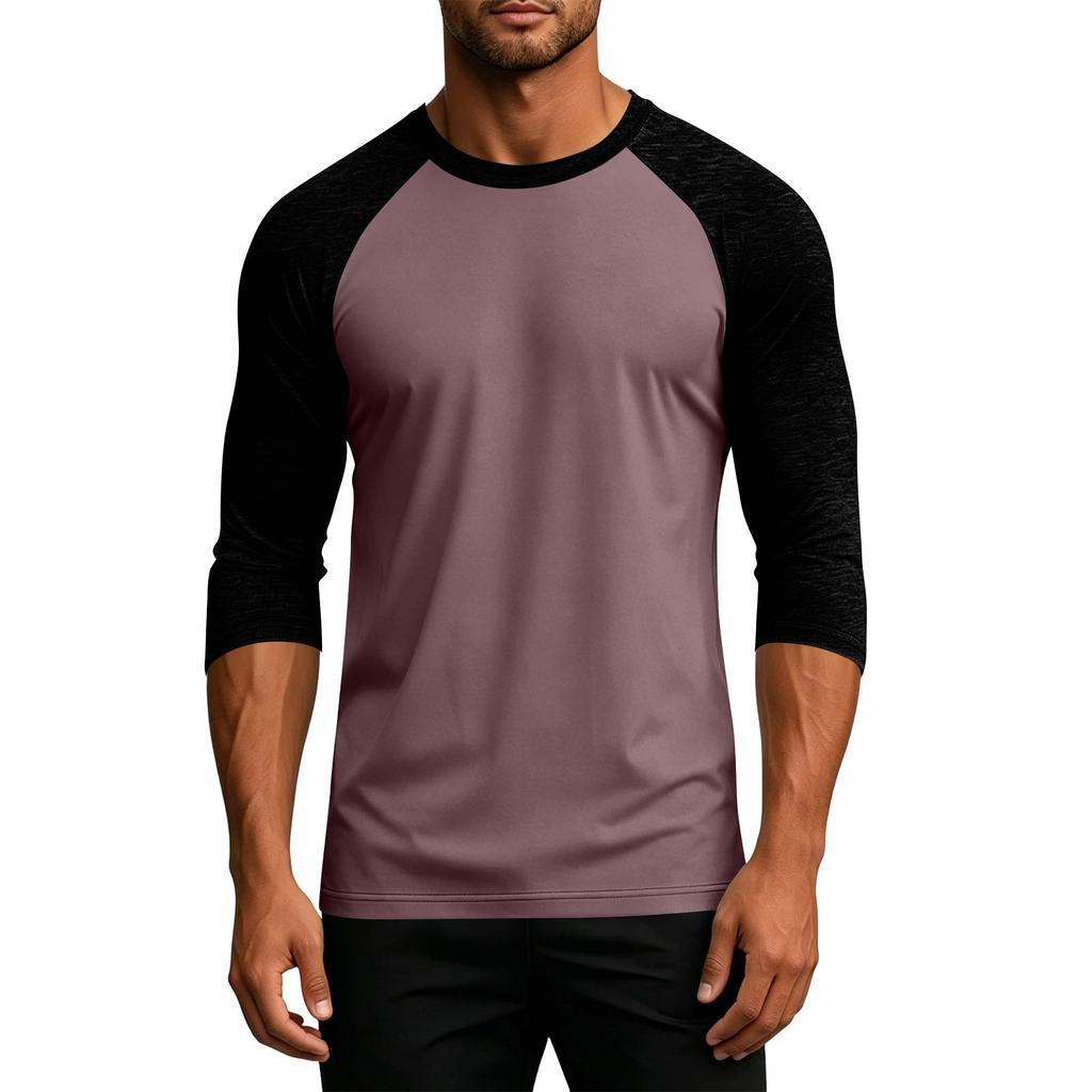 Men's Raglan Sleeve Baseball Shirt Three Quarter Sleeve Casual Lightweight Soft Fabric Top for Daily Wear