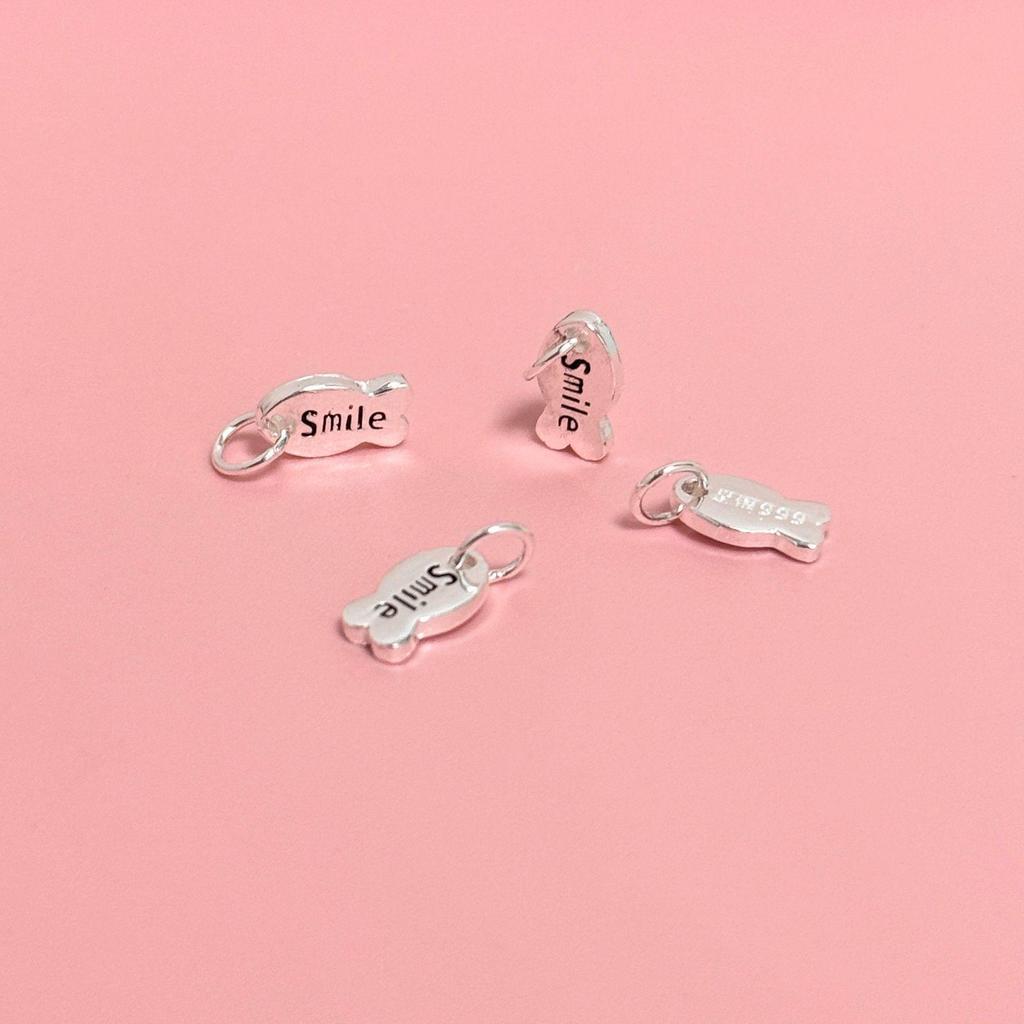 S999 Sterling Silver Oil Drop Smile Fish Pendant Charm for DIY Crystal Bracelet, Necklace, or Beading Accessories