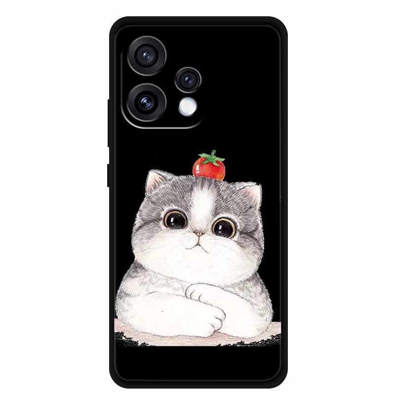For Oppo Reno15 5G Case Flower Black Silicone Soft Protective Back Covers For Oppo Reno 15C 2025 Phone Case Coque Cartoon Shells