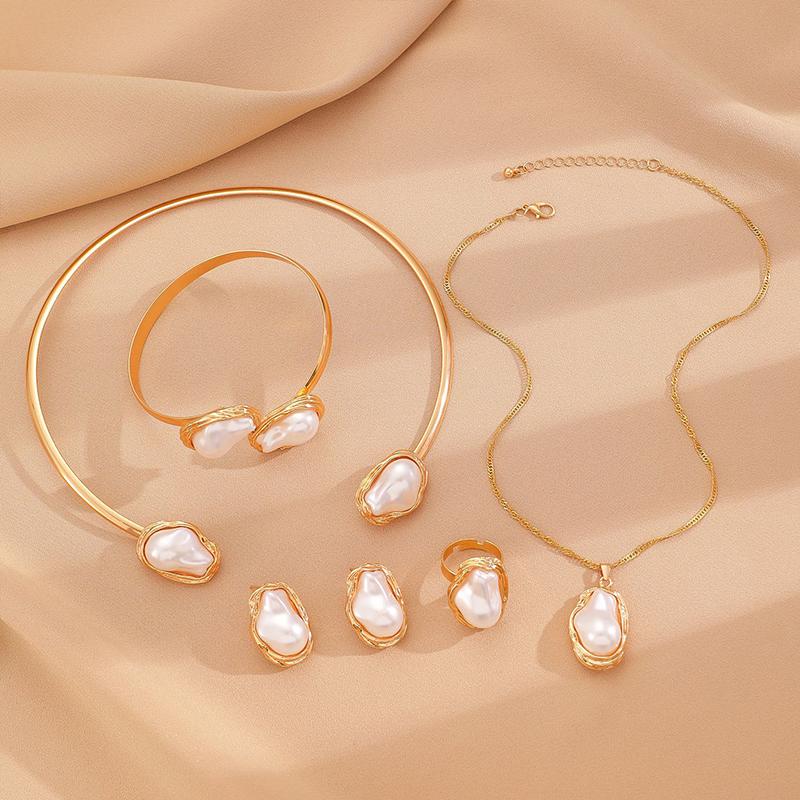 Metal Open Necklace Ins Style Shaped Simple Simple Europe The United States Pearl Collar Commuter Style Multi Style