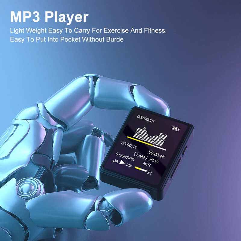 Přenosný MP3 přehrávač Bluetooth 5.0 hudební stereo reproduktor Mini MP4 přehrávání videa s LED obrazovkou Nahrávání FM rádia