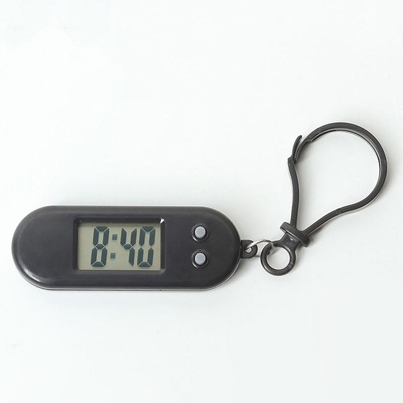 Přenosný elektronický klíčenka hodinky Mini kapesní elektronické oválné závěsné hodinky Digitální stolní čas datum displej hodiny pro studenta