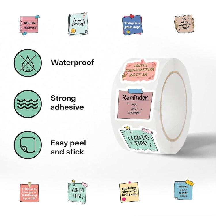 500Pieces Motivational Sticker Water Resistant Sticker for Notebook Journal Phone Case Laptop Children Reward Sticker
