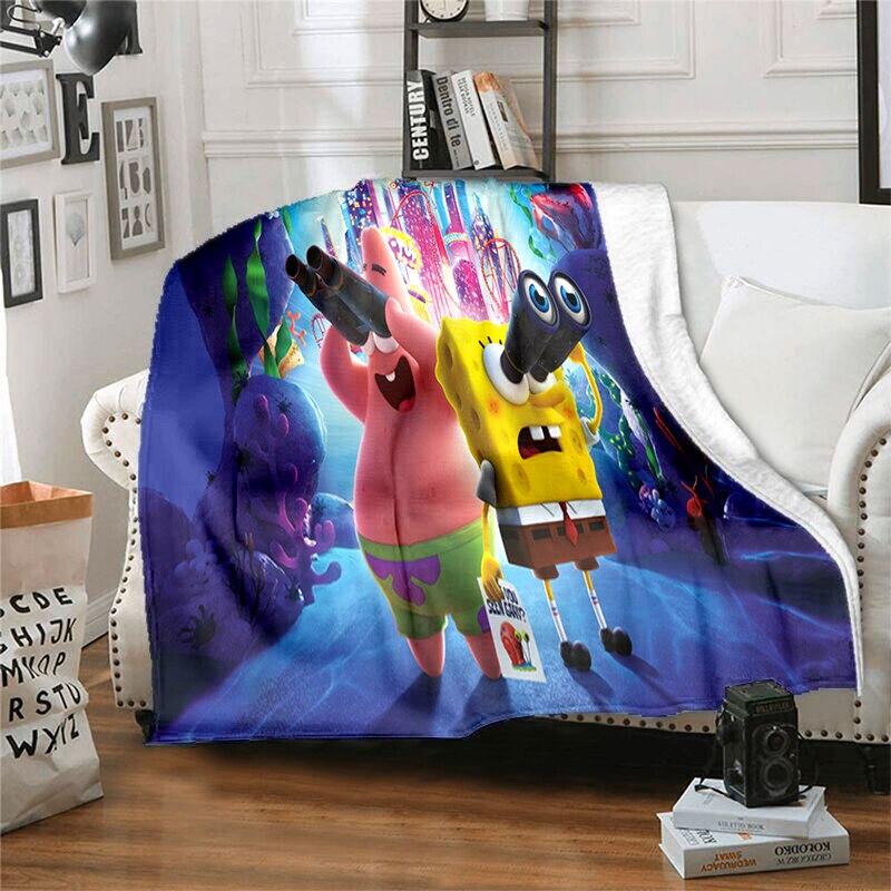 CartoonS-Spongebob Morbido Peluche Divano Letto Coperta da Lancio Cartoon Coperte da Picnic Moderna Coperta in Flanella Coperta Stampata Regalo