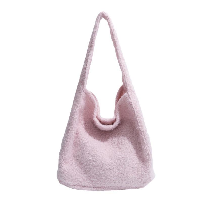 New commuter retro lazy wind large capacity personalized niche woolen single shoulder underarm tote bag