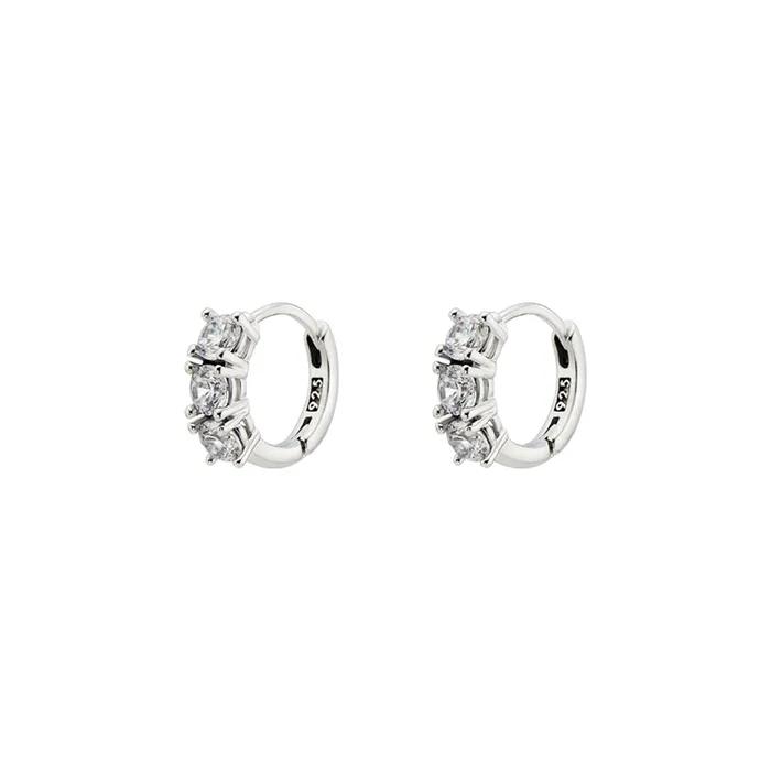 [White Gold] Summer Cubic One-touch Earrings