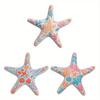3Pcs Starfish Decoration Smooth Polished Surface Lightweight Hanging Ornament Natural Solid Wood Ocean Themed Wall Art Decor