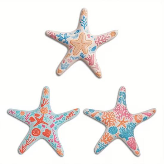 

3Pcs Starfish Decoration Smooth Polished Surface Lightweight Hanging Ornament Natural Solid Wood Ocean Themed Wall Art Decor 3pcs