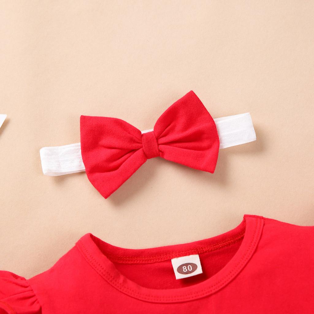 Newborn Baby Girl Long Sleeve Deer Tops+Bowknot Suspender Skirt+Headband Set