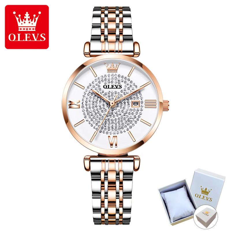 OLEVS 6892 mit Geschenkbox Gypsophila Quarzuhr Wasserdichte Damenuhr