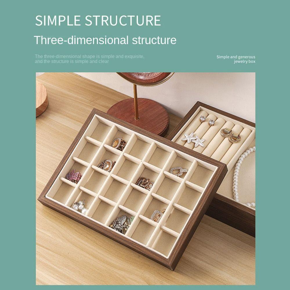 Velvet Lining Wooden Jewelry Display Tray Walnut Wood Dressing Table Organizer Dressing Table