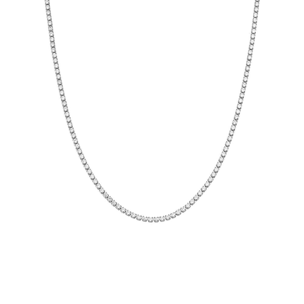 

2mm Iced Out Tennis Chain Necklaces Female Gold Color Stainless Steel Neck Chain For Women Fashion Jewelry Gift Choker 2025 35cm and 5cm