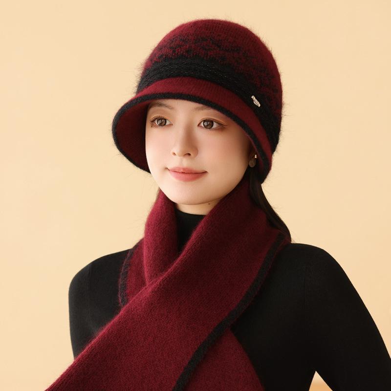 

Вязаная шапка-бини для пожилых женщин и бабушек, защита ушей и тепло, кроличьи шерстяные шапки для матерей среднего и пожилого возраста на осень и зиму. one size